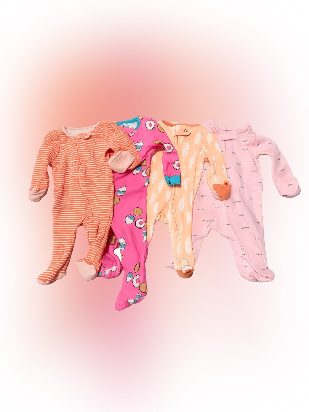 Carter's Pink, Peach & Orange Kids Footed One-Piece Pack